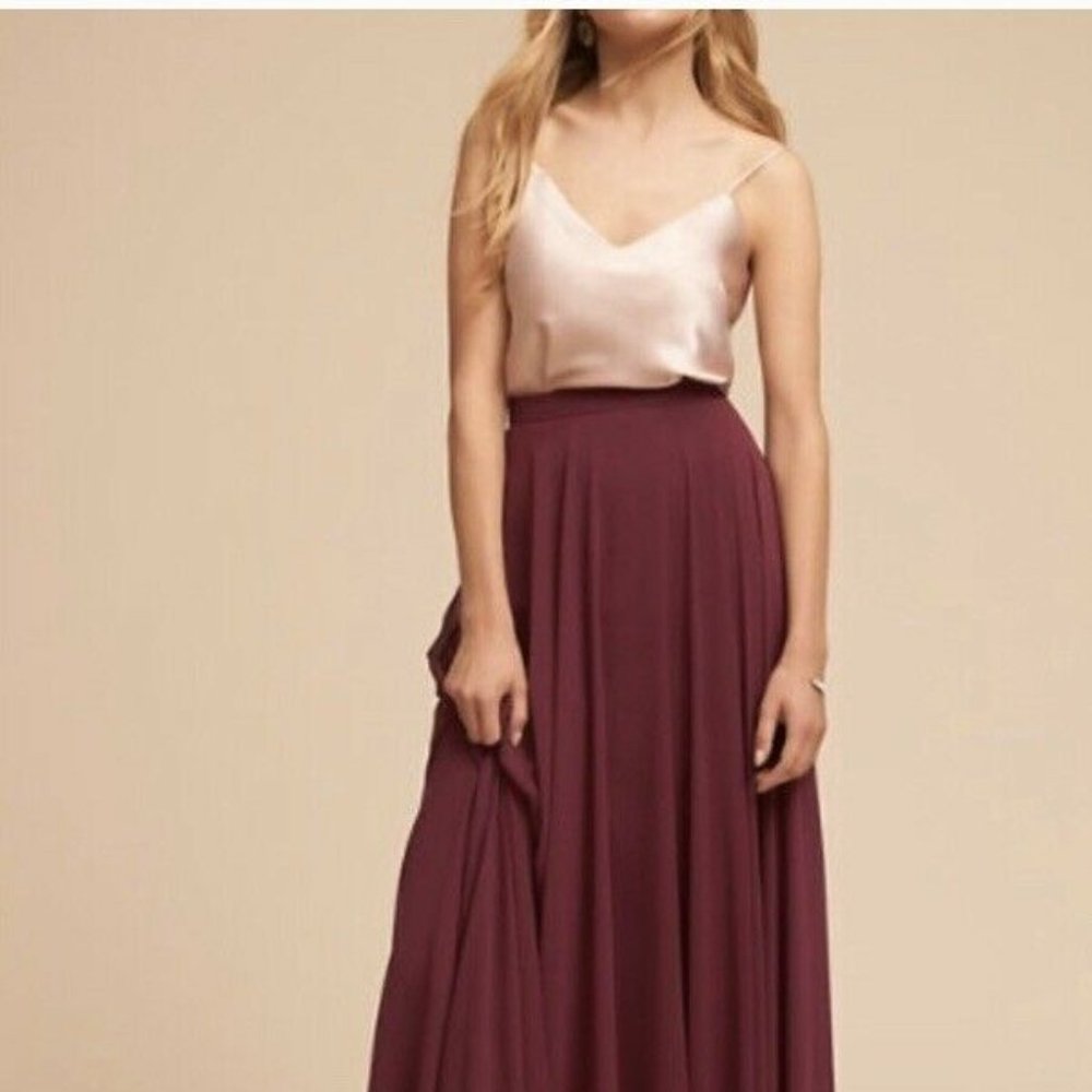 BHLDN Anthropologie Jenny Yoo Hampton Skirt Luxe Chiffon with coodinating Silk T